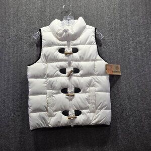 Ruff Hewn Vest Womens Medium White Puffer Quilted Toggle Zip Front RH3HC850M
